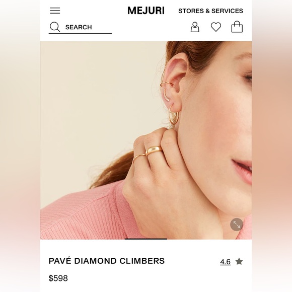 Mejuri: 14k Yellow Gold and Pavé Diamond Climber- ONE ONLY -LEFT EAR- New - Picture 4 of 7